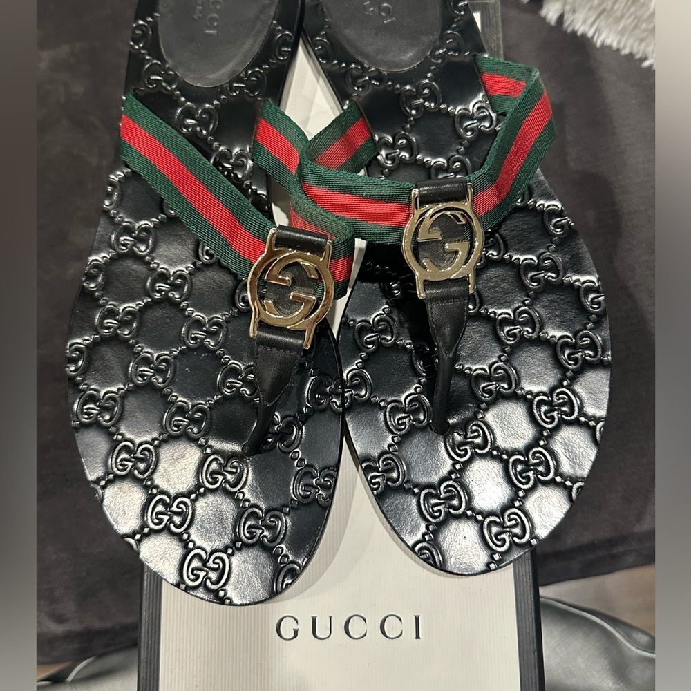 Gucci Nylon and leather slip on size 39 1/2 100% Authentic